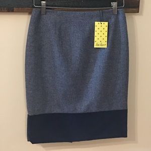 Luisa Spagnoli Two-Toned Tweed Blue Pencil Skirt Size 40